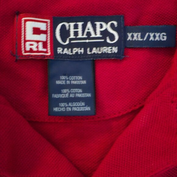 CHAPS Ralph Lauren Men's Red Cotton Striped Casual Golf Polo Shirt Size XXL - Picture 4 of 8